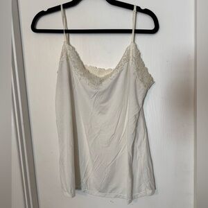 Ann Taylor White Lace Trim Top size XL